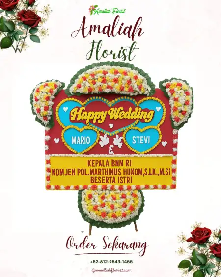 Papan Bunga Pernikahan Datar